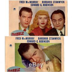 Rare Set of (2) 1944 Original Lobby Cards Double Indemnity Billy Wilder