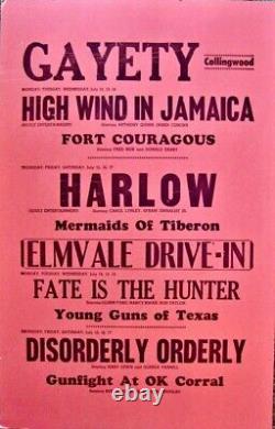 Rare Vintage Original'60's Gayety Theater/ Elmvale Drive-in Poster