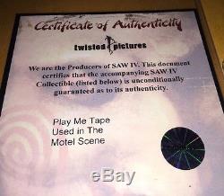 SAW IV Screen Used Play Me Tape Used In Motel Scene With/COA
