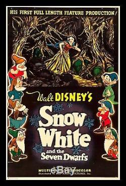 SNOW WHITE AND THE SEVEN 7 DWARFS CineMasterpieces 1937 MOVIE POSTER DISNEY