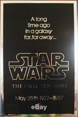 STAR WARS 10TH ANN. MOVIE POSTER Fine Condition Re-release 1987 MYLAR 27x41 Inch