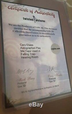 Saw 3D Cary Elwes Autographed Play Me Tape Used in Falling Trap Hearing Room