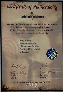 Saw III Amanda Shawnee Smith Screen Used Red Cloth Prop Coa Jigsaw Halloween