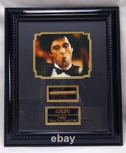 Scarface Al Pacino with Cigar Quotes Signed Framed Memorabilia 20.5x24.5