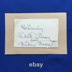 Secretarial Walt Disney Autograph With Studio Artist Inked Mickey Mouse Card