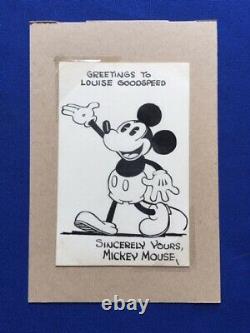 Secretarial Walt Disney Autograph With Studio Artist Inked Mickey Mouse Card