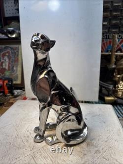 Small Chrome Panther In Seated Position Movie Prop Decor