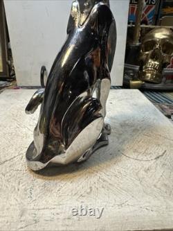 Small Chrome Panther In Seated Position Movie Prop Decor