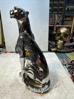 Small Chrome Panther In Seated Position Movie Prop Decor