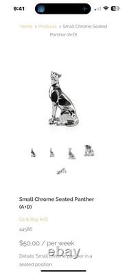 Small Chrome Panther In Seated Position Movie Prop Decor