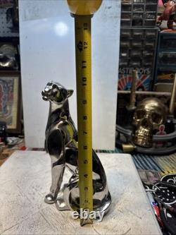 Small Chrome Panther In Seated Position Movie Prop Decor