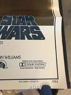 Star Wars 1977 ORIGINAL 1st Print One Sheet'STYLE A' RARE Movie Poster 77/21-0