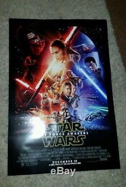 Star Wars Force Awakens Original DS Movie Poster Rare 27x41 double sided Disney