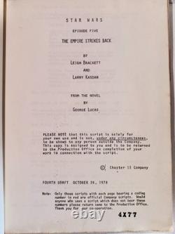 The Empire Strikes Back Shooting Script Fourth Draft Lucasfilm LTD