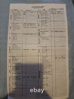 The Goonies Production Call Sheet