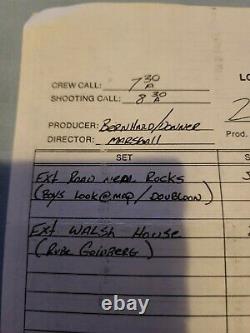 The Goonies Production Call Sheet