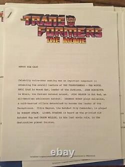 Transformers The Movie (1986) Vintage Original Promotional Media Press Kit
