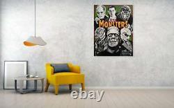 Universal Monsters, Dracula, Frankenstein original hand painted design PRINT