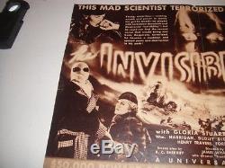 VINTAGE 1933 Original Window Lobby Card Sign Poster THE INVISIBLE MAN HG Wells