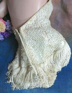 VINTAGE 1940s Folies Bergeres BURLESQUE Show GIRL Vegas Stage COSTUME sequins S