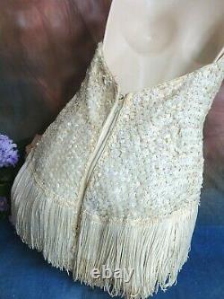 VINTAGE 1940s Folies Bergeres BURLESQUE Show GIRL Vegas Stage COSTUME sequins S