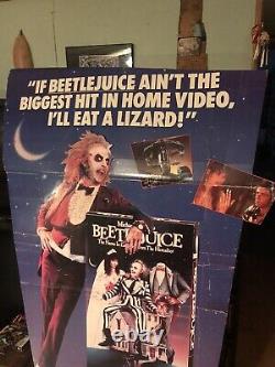 VINTAGE BEETLEJUICE VIDEO STORE PROMO STANDEE 38 x 69 HUGE! VHS Horror