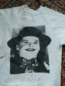 Vintage 80s Joker Batman DC Comics Jack Nicholson Sweatshirt Teenage Grey