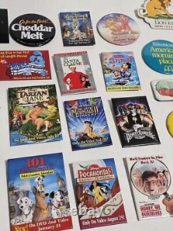 Vintage Pins Movies Fast Food Television 26 Pins & 6 Magnets LOT 32 Collection