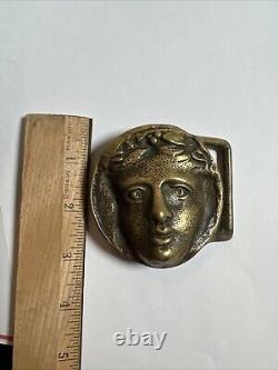 Vintage Solid Brass The Warriors Movie Ajax Maiden Head Belt buckle