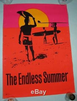 Vintage The ENDLESS SUMMER DayGlo Poster Original 1966 BRUCE BROWN Surf Movie NR