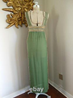 Vtg 1960's CLEOPATRA Elizabeth Taylor MOVIE COSTUME Olive SHEER SILK Beaded xs