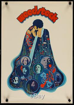 WOODSTOCK 1970 original unfolded 16x23 movie poster Richard Amsel art