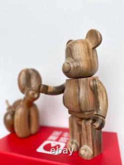 Wooden Bearbrick 400% Walnut Bear and Balloon Dog 28cm Sculptures Ornaments
